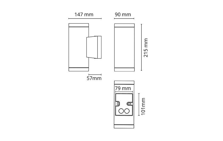 LED-Up/Down Leuchte 2x6,2W 3000K 660lm sw Dimmung Phasenabschnitt IP65 GU10