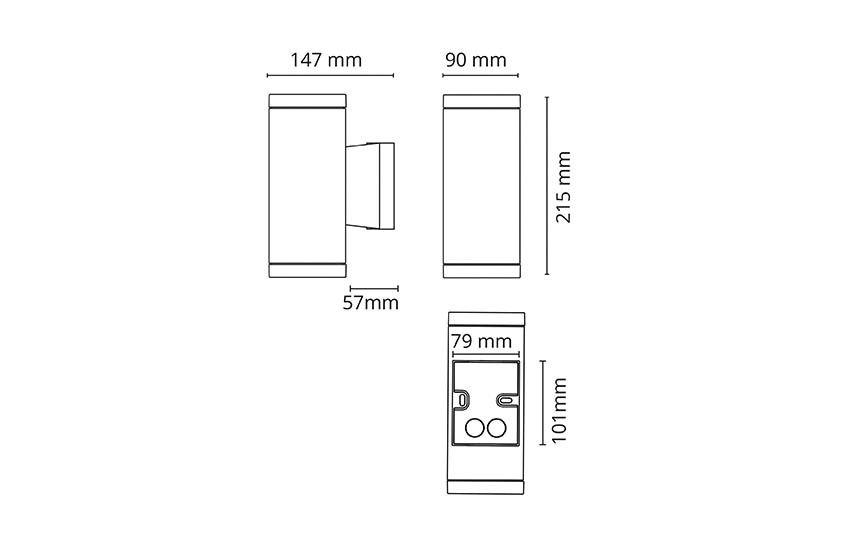 LED-Up/Down Leuchte 6,2W 3000K 720lm graphit IP54 GU10 147x90x215mm