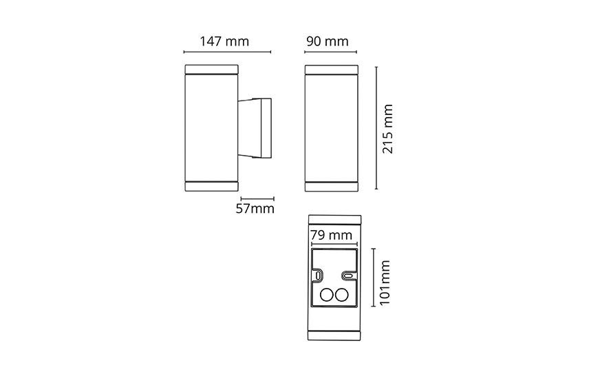 LED-Up/Down Leuchte 6,2W 3000K 720lm ws IP54 GU10 147x90x215mm