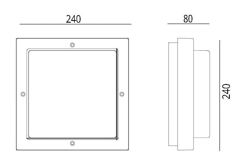 LED-Anbauleuchte 10W 3000K 690lm sw IP65 Dimmung Phasenabschnitt 240x240x80mm