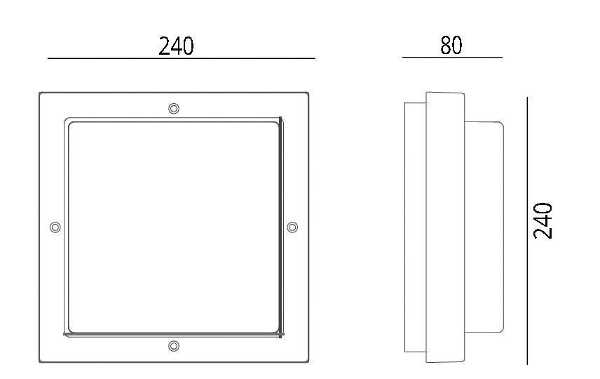 LED-Anbauleuchte 10W 3000K 690lm ws IP65 Dimmung Phasenabschnitt 240x240x80mm