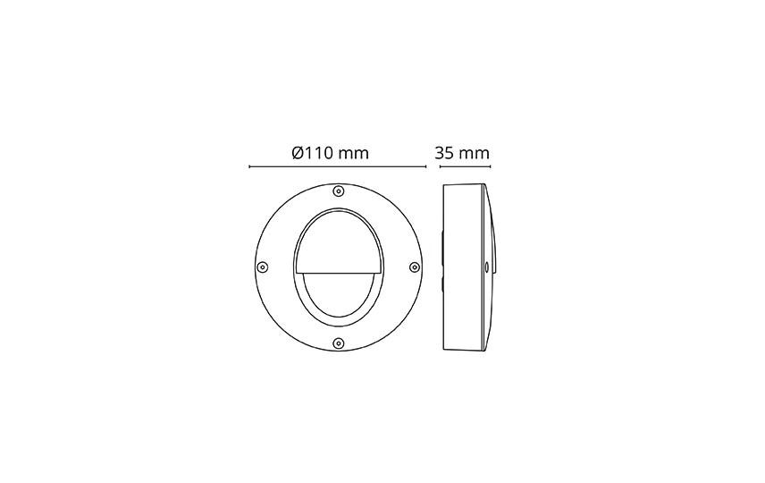 LED-Orientierungsleuchte 3W 3000K 110lm graphit 1LED IP65 Scheibe Gl_tr m.LM