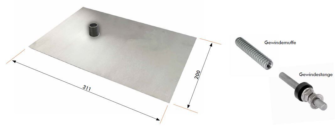 PV-Dachanbindung Alu f.Schrägd 311x200mm