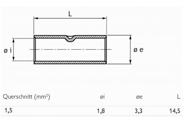 Stoßverbinder Normalausfü 1,5qmm lang Cu f.Mehrdr f.Feindr verzinnt