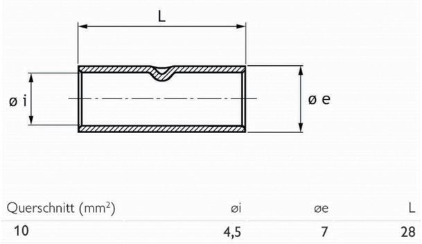 Stoßverbinder Normalausfü 10qmm f.Mehrdr f.Feindr lang verzinnt Cu
