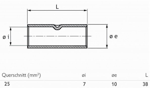 Stoßverbinder Normalausfü 25qmm f.Mehrdr f.Feindr lang verzinnt Cu