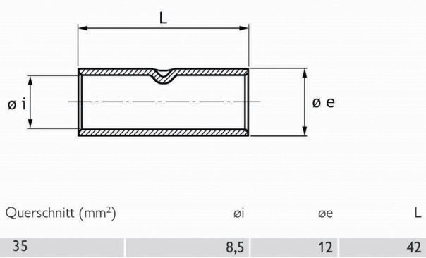 Stoßverbinder Normalausfü 35qmm f.Mehrdr f.Feindr lang verzinnt Cu