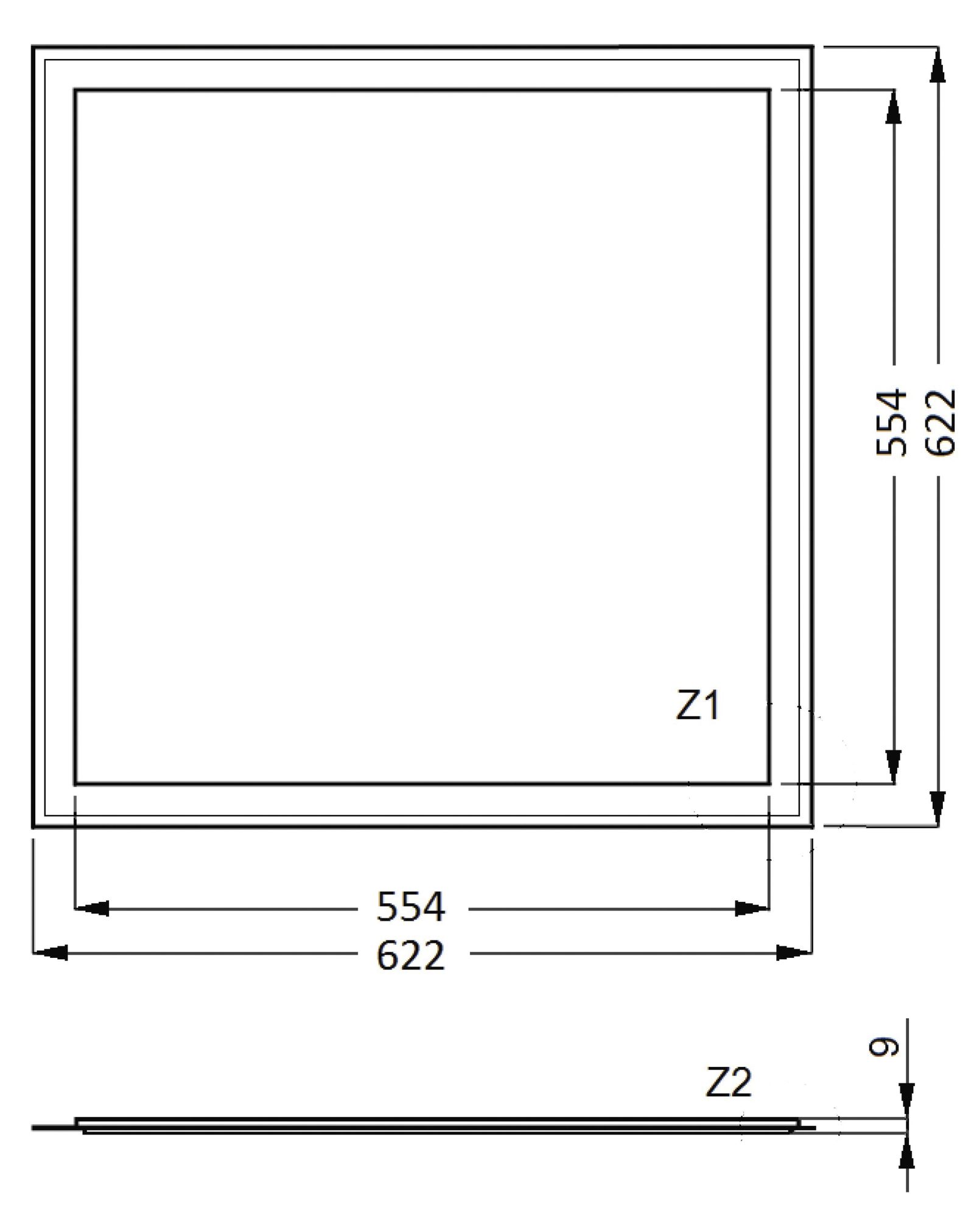 LED-Panel 622x622mm 28W 3000K 3900lm ws Konv IP40