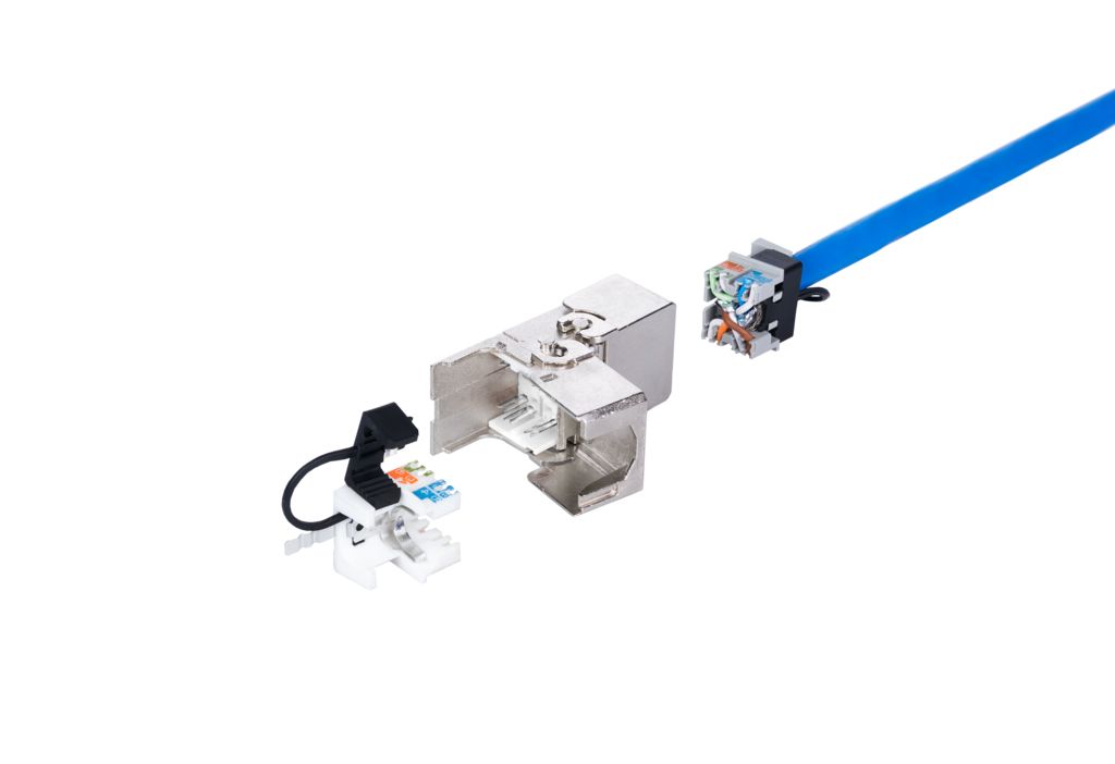 Kabelverbinder Cat6A net-works RJ45 26AWG Schirm massiv f.Rundkabel Feldkonf