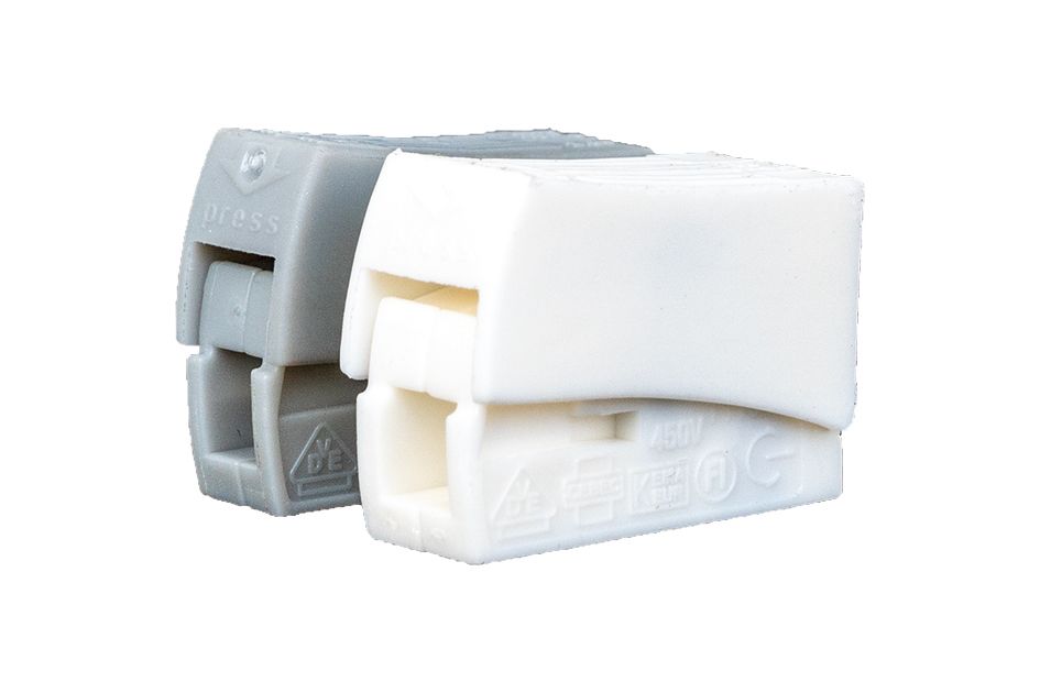 Leuchtenklemme 1f 450V 24 0,5-2,5qmm gr 24A m.BetätiHebel f.Massivleiter