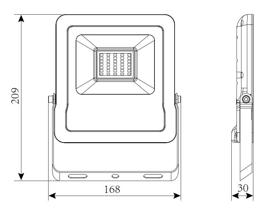 LED-Anbaustrahler 30W 3000K 2850lm Konv sw mt 1LED Alu IP65 RF:matt Direktans