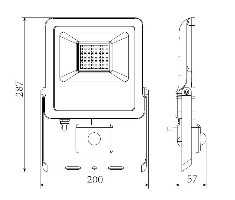 LED-Anbaustrahler 50W 4000K 4500lm Konv sw mt 1LED Alu IP54 RF:matt BWM