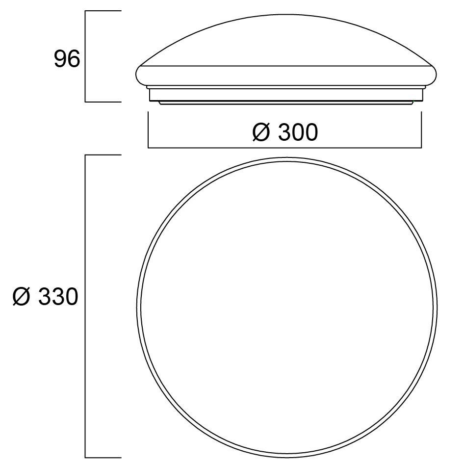 LED-Anbauleuchte 18W 3000-4000K 1550lm ws Konv IP44 Ø330x96mm