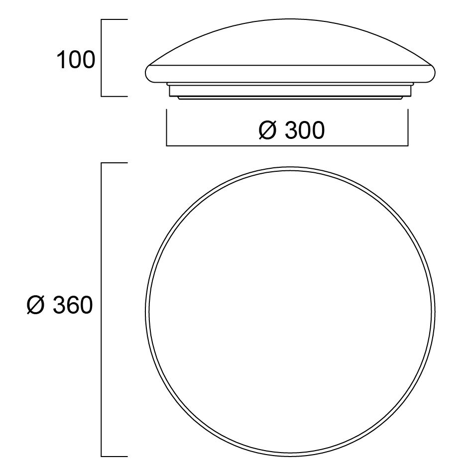 LED-Anbauleuchte 24W 3000-4000K 2050lm ws Konv IP44 Ø360x100mm