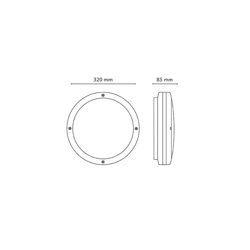 LED-Sensorleuchte 12W 3000K 1180lm sw Konv IP65 BWM Ø320x85mm