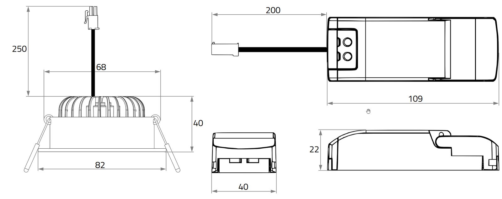 LED-Einbaustrahler 6W 4000K 740lm Konv ws mt 1LED Alu IP40 RF:hochglänzend