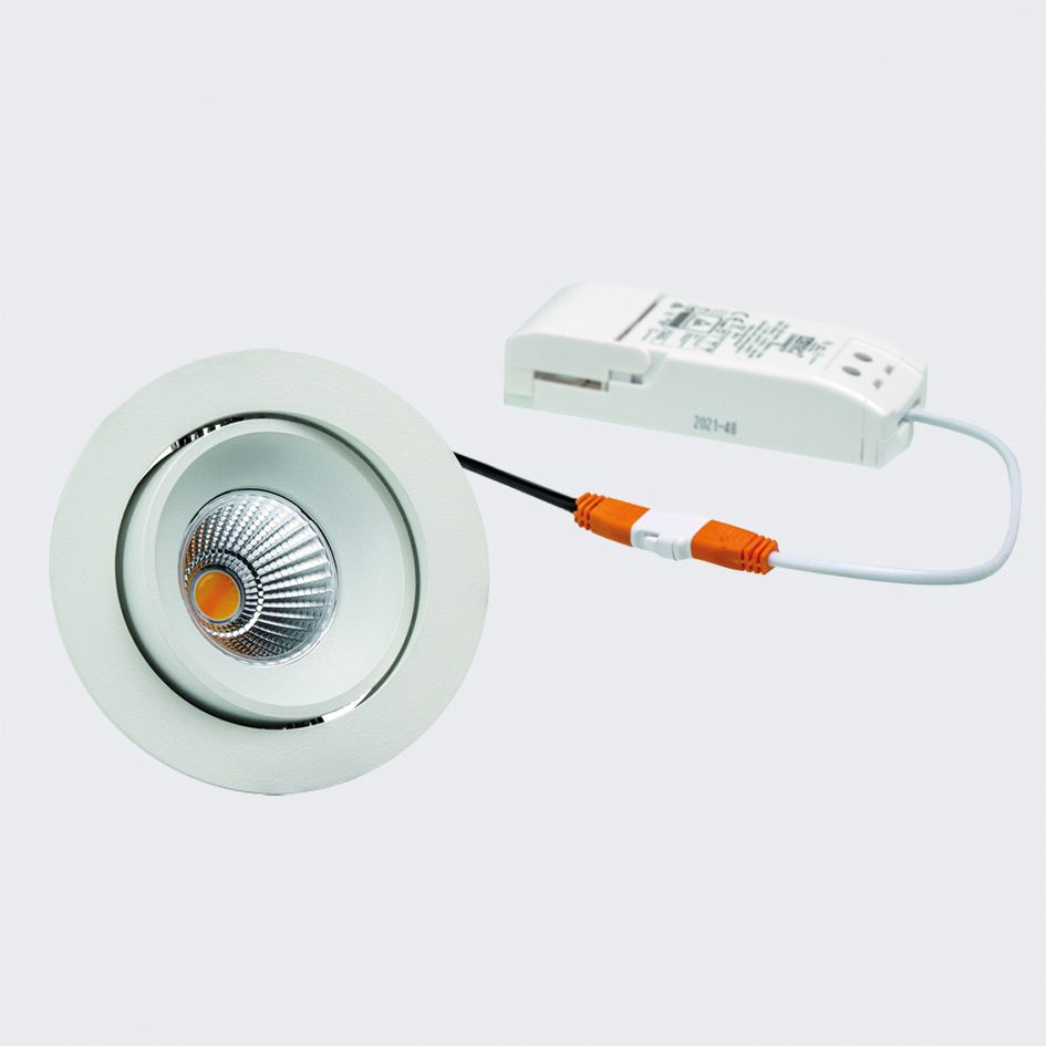 LED-Einbaustrahler 6W 3000K 718lm Konv sw mt 1LED Alu IP40 RF:hochglänzend