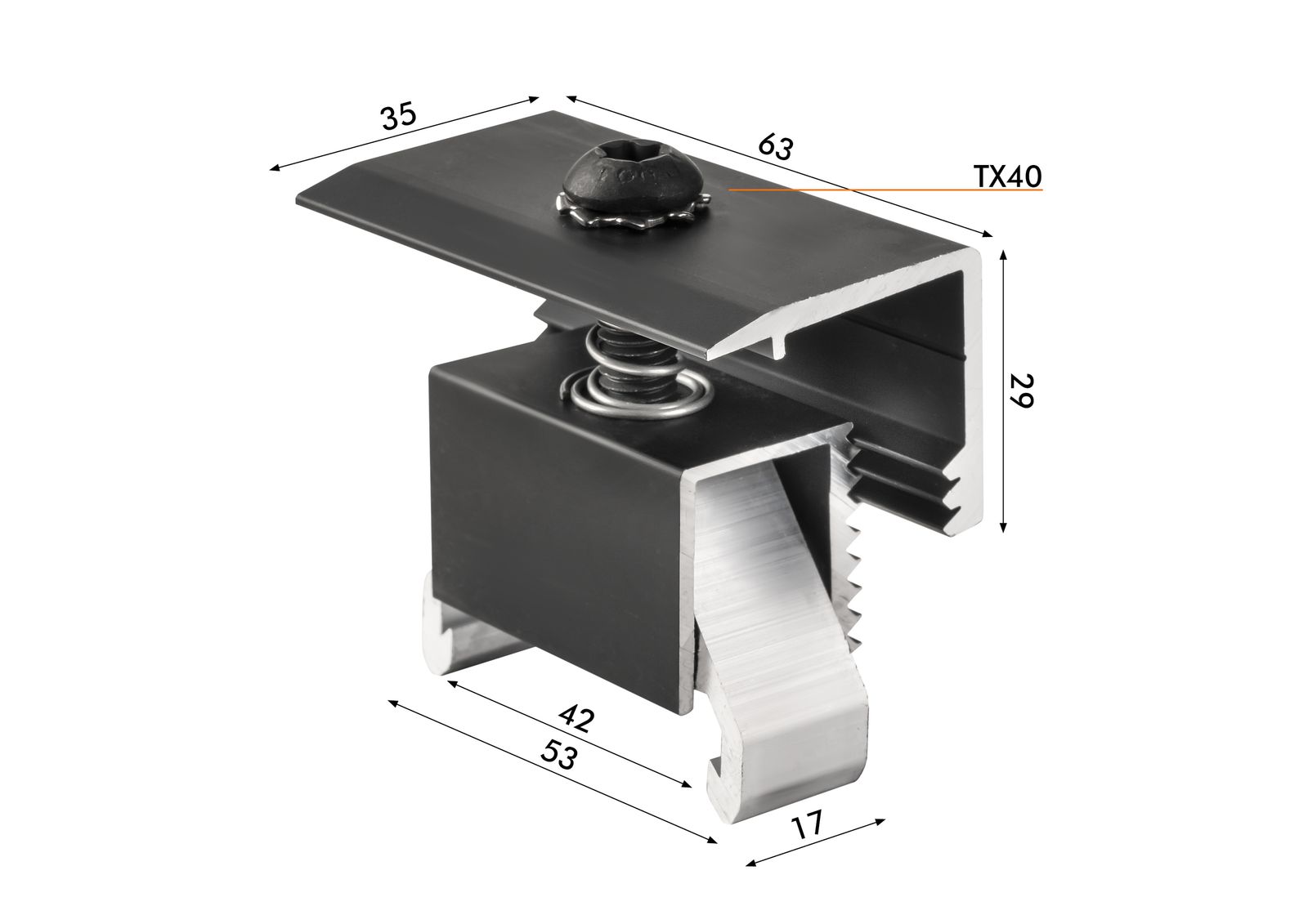 PV-Endklemme Alu 30-42mm 63x30x55mm