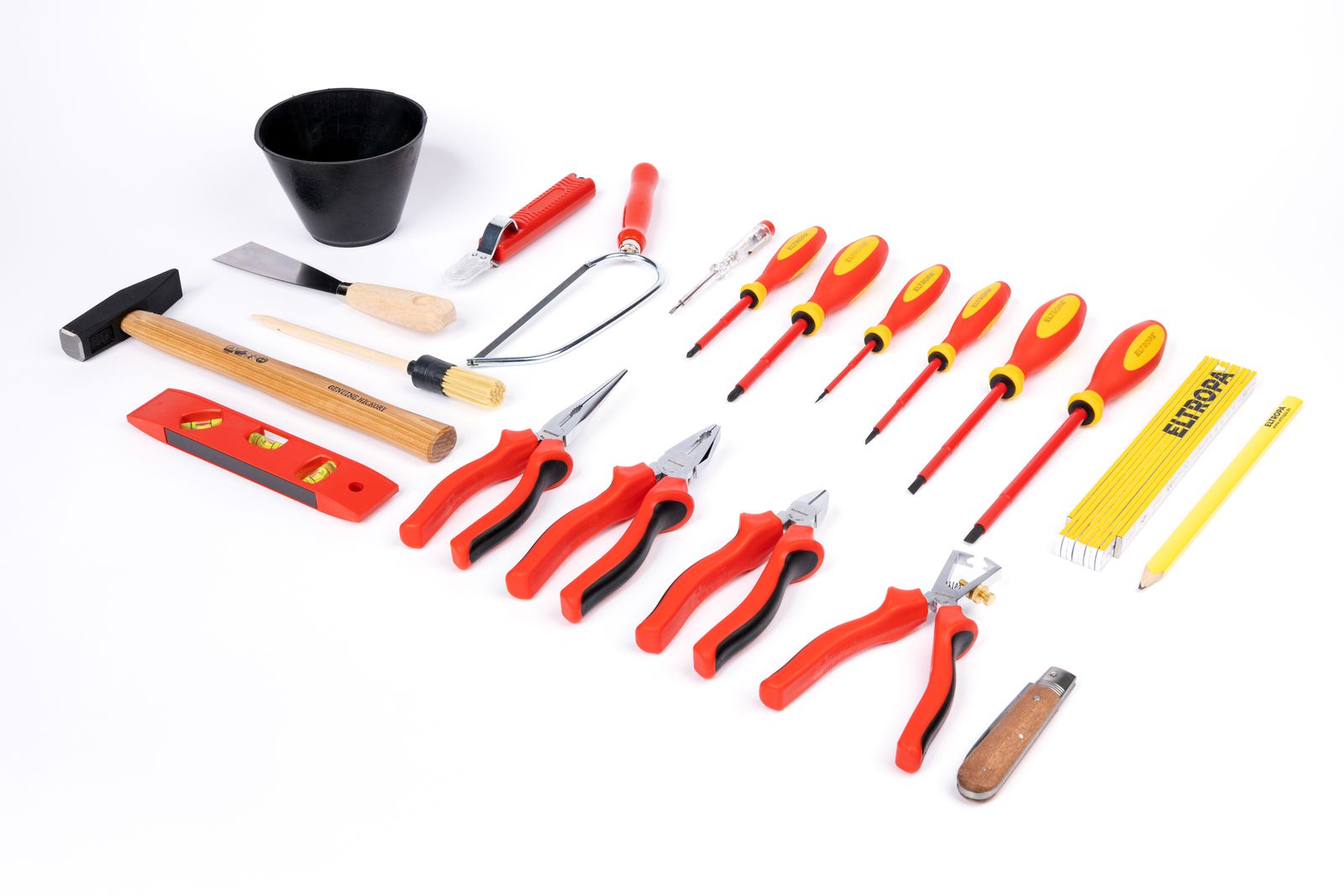 Werkzeugkoffer Elektro 21tlg 3Zangen 1Hammer 1xKabSchneid 2xPH 4xSchlitz