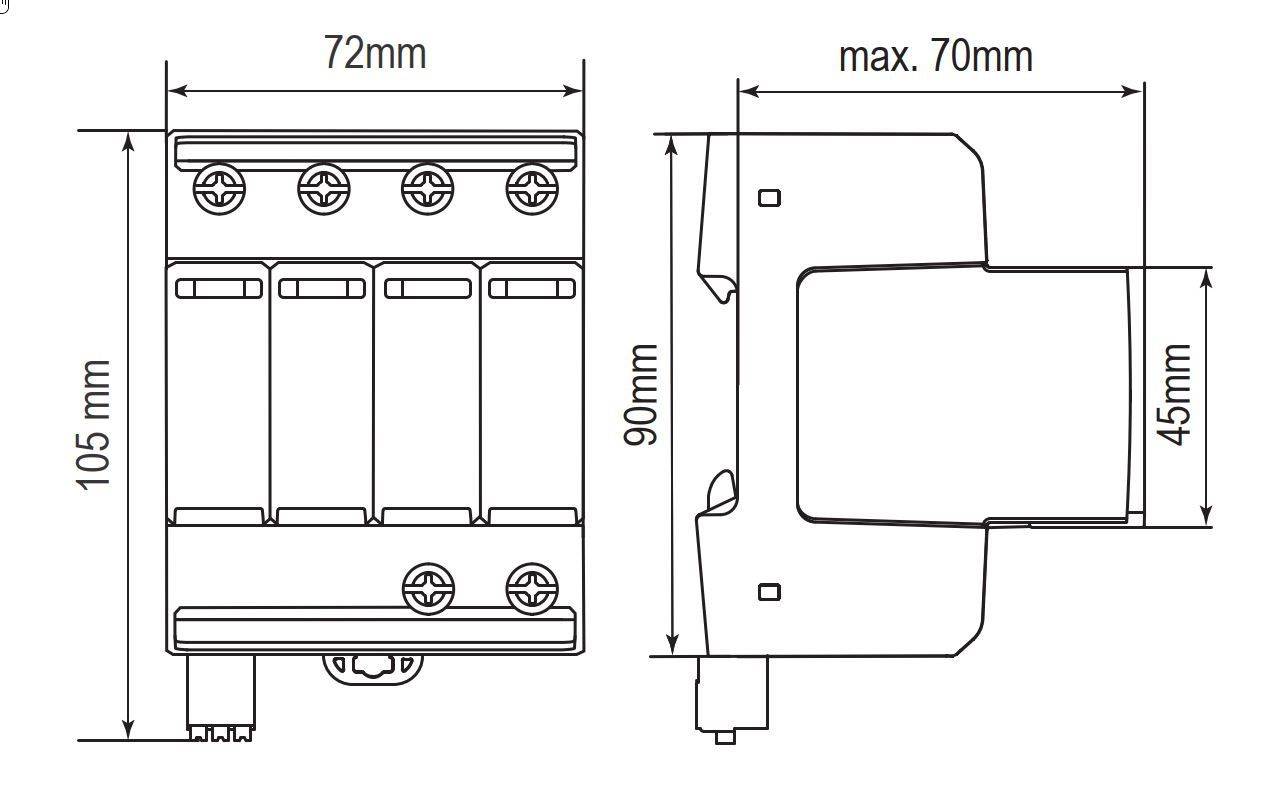 Überspannungsableiter Netzform-TN-S/TT 240VAC 1,5kV m.Fernmeldekont 4TE 40kA