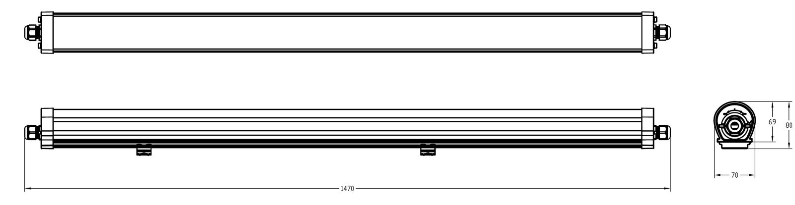 LED-Feuchtraumleuchte 35-50W 4000K Konv 6500lm gr IP65 1473x70x69mm