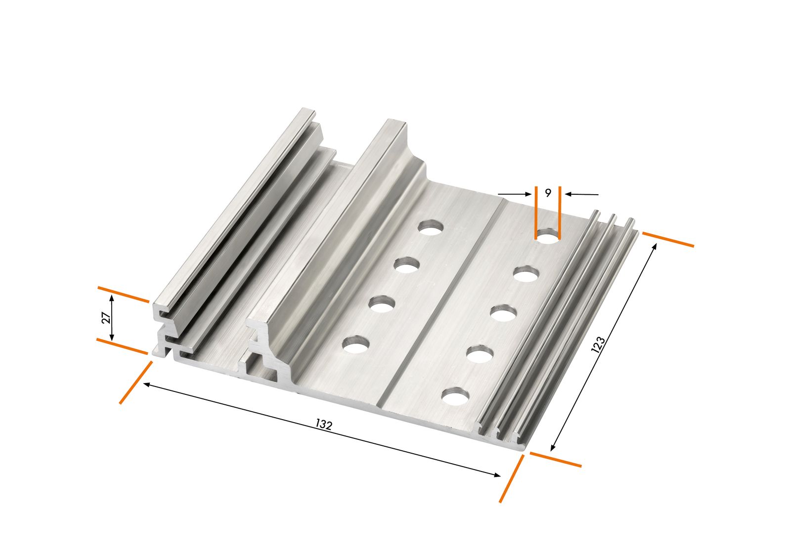 PV-Grundplatte für Dachhaken A5-AW Schrägdach, Alu, L=100mm
