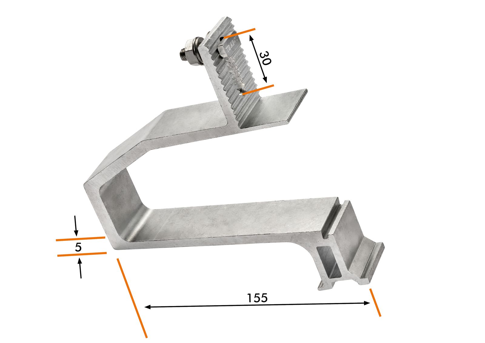 PV-Ausleger für Grundplatte Alu, Stärke 5mm