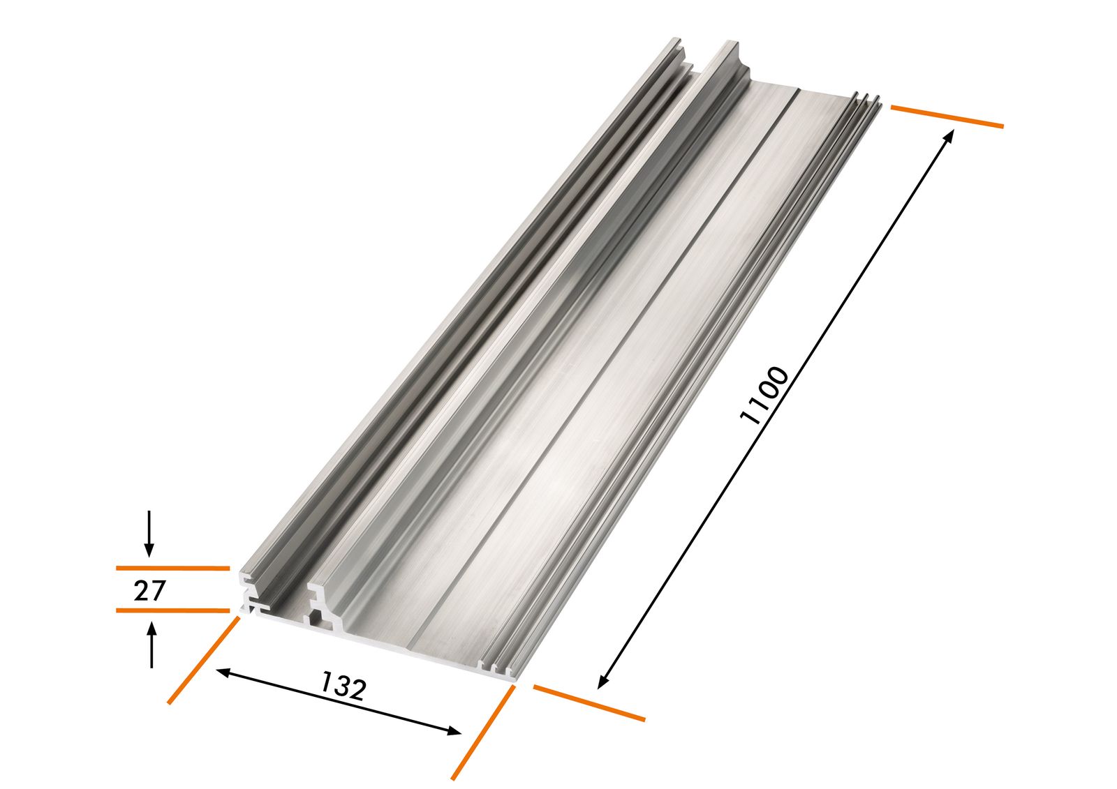 PV-Wechsel-Grundplatte für Dachhaken A5-AW, Schrägdach, Alu, L=1100mm