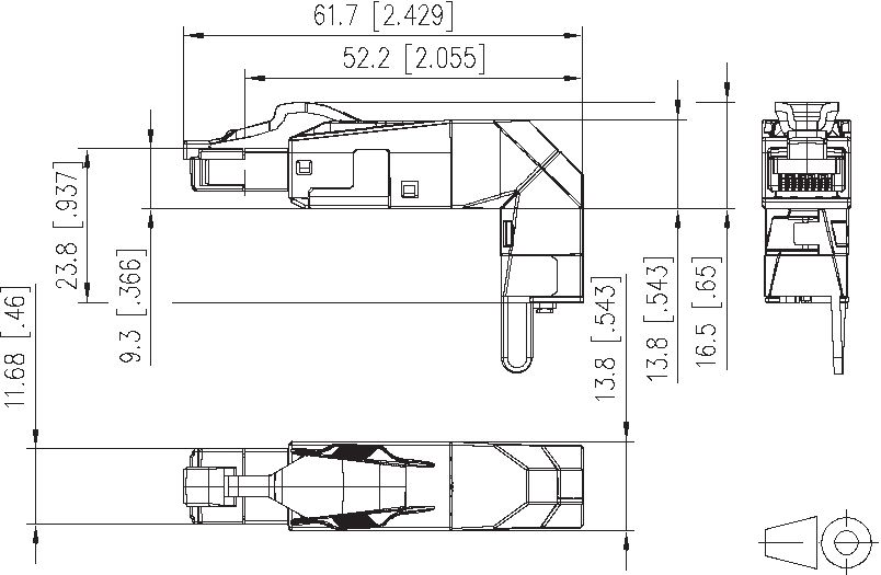 Modular-Stecker Cat6A net-works RJ45 27-22AWG Schirm Litze massiv f.Rundkabel