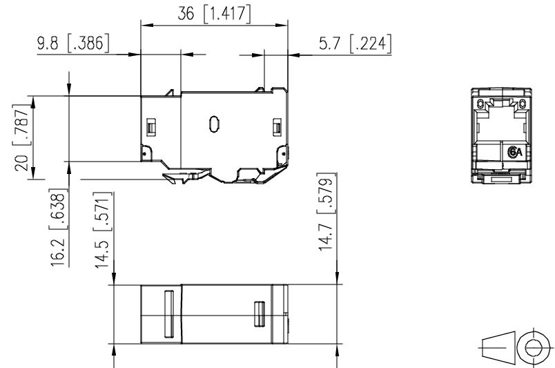 Modular-Kupplung 6A net-works 2x RJ45 Buchse/Buchse Schirm ger einrasten