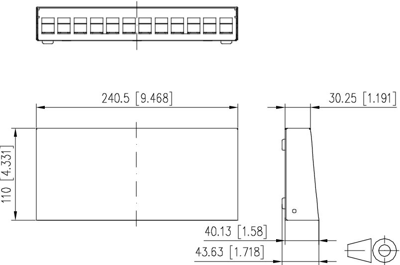 Modulträger 12Ports net-works Wandmont RAL9010 43,63x240,5x110mm
