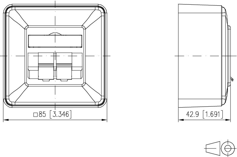 Modulaufnahme AP net-works 2f Kanaleinb AP-Mont rws schräg m.Staubschutz