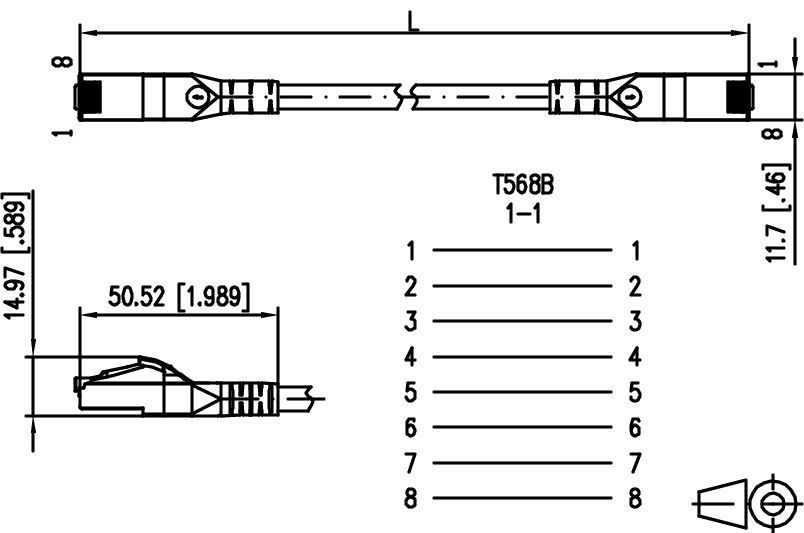 Patchkabel Cat6A 0,5m bl net-works S/FTP RJ45 AWG26