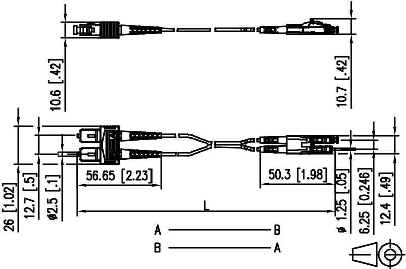 LWL-Patchkabel SC-D/LC-D 50/125 OM4 2m vi MM50/125