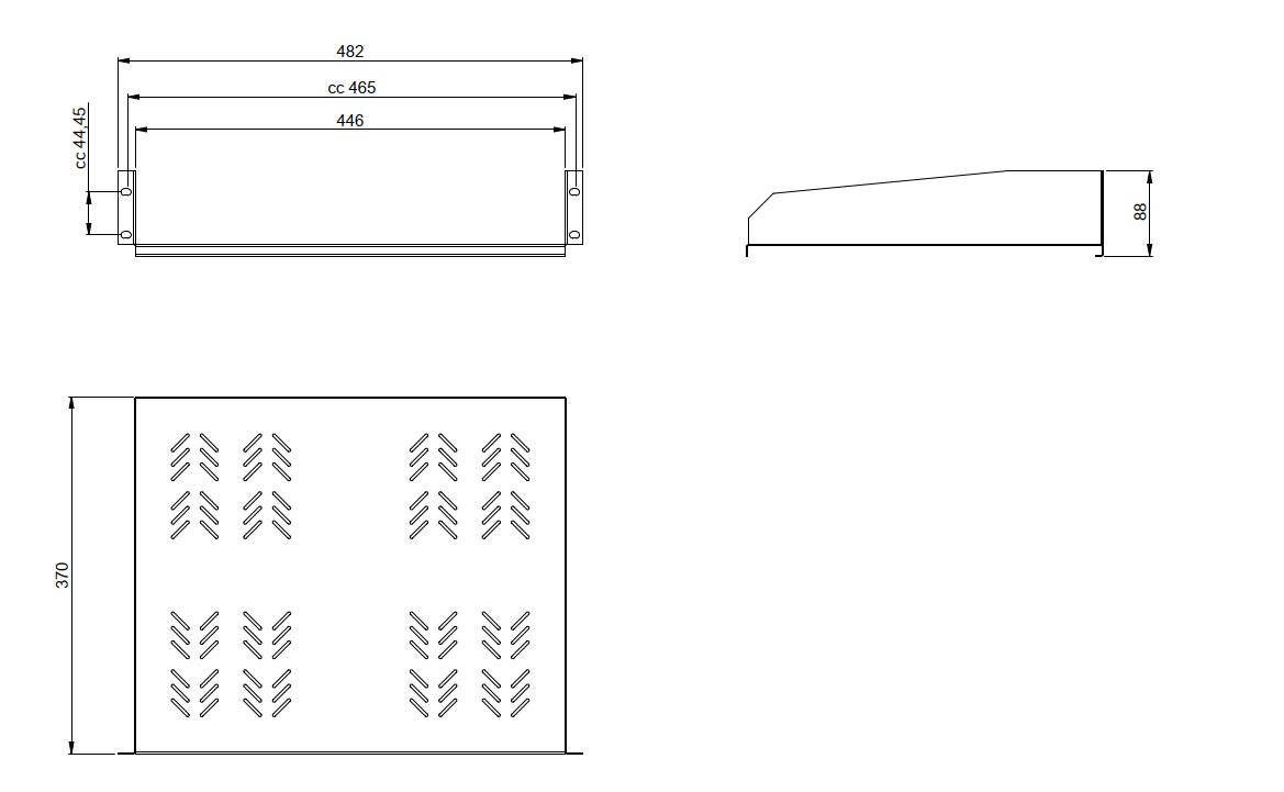 Fachboden net-works 88x445x370mm Metall sw RAL9005