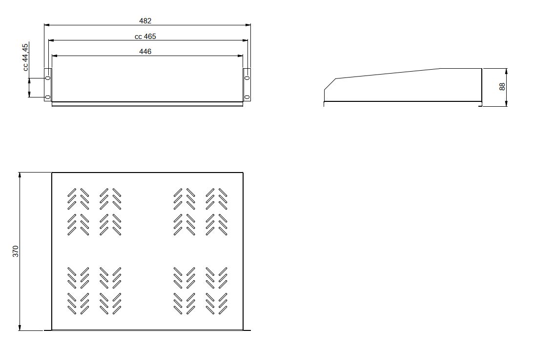 Profil net-works 88x445x370mm Metall gr 482,6 mm (19 Zoll)-Profil RAL7035
