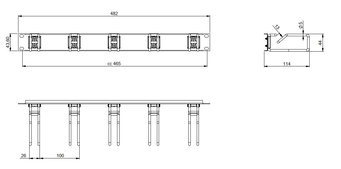 Kabelführungspanel Metall net-works 1HE 482,6mm B482mm sw