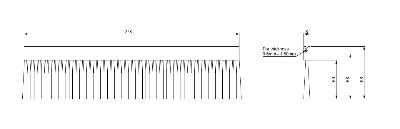 Kabeleinführung net-works 9x280x58mm Kst sw RAL9005