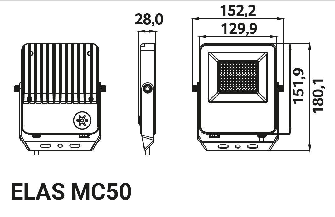LED-Anbaustrahler 30-50W 3000-5000K 1LED 6000lm Konv Alu IP66 sw mt RF:matt