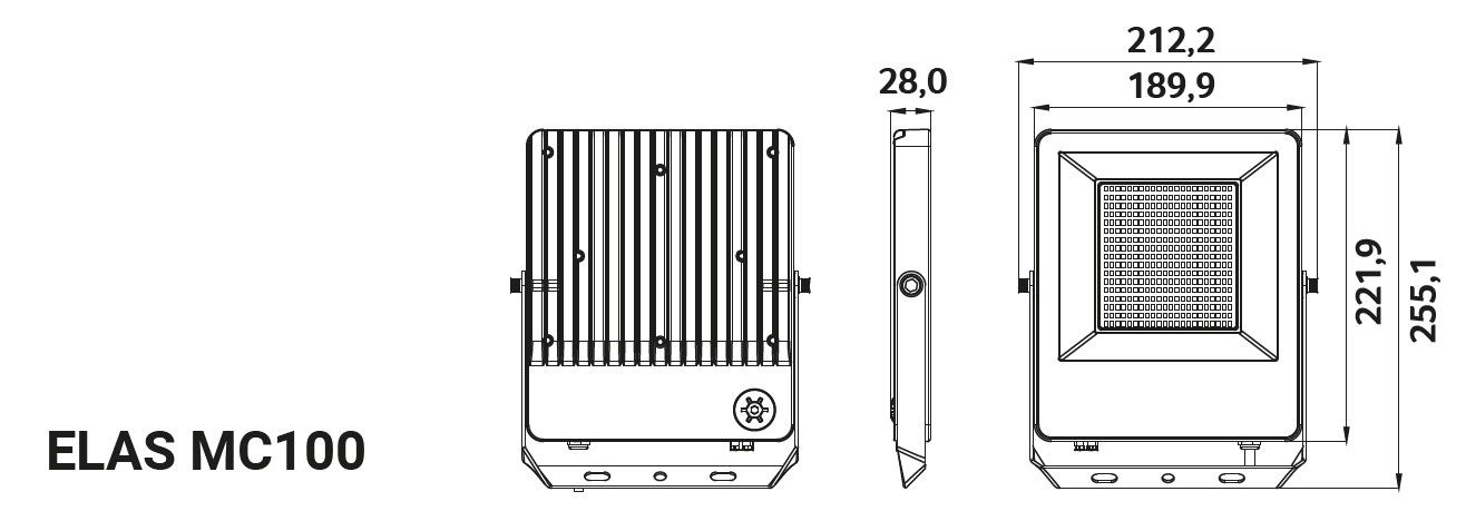 LED-Anbaustrahler 60-100W 3000-5000K Alu 12000lm Konv 1LED IP66 sw mt RF:matt