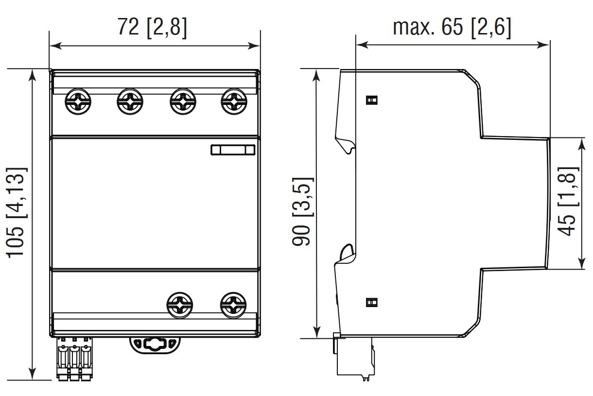 Kombi-Ableiter TS35 4p TN-S TT 240VAC 1,5kV Hutschiene TH35 Netzform TN-S 4TE