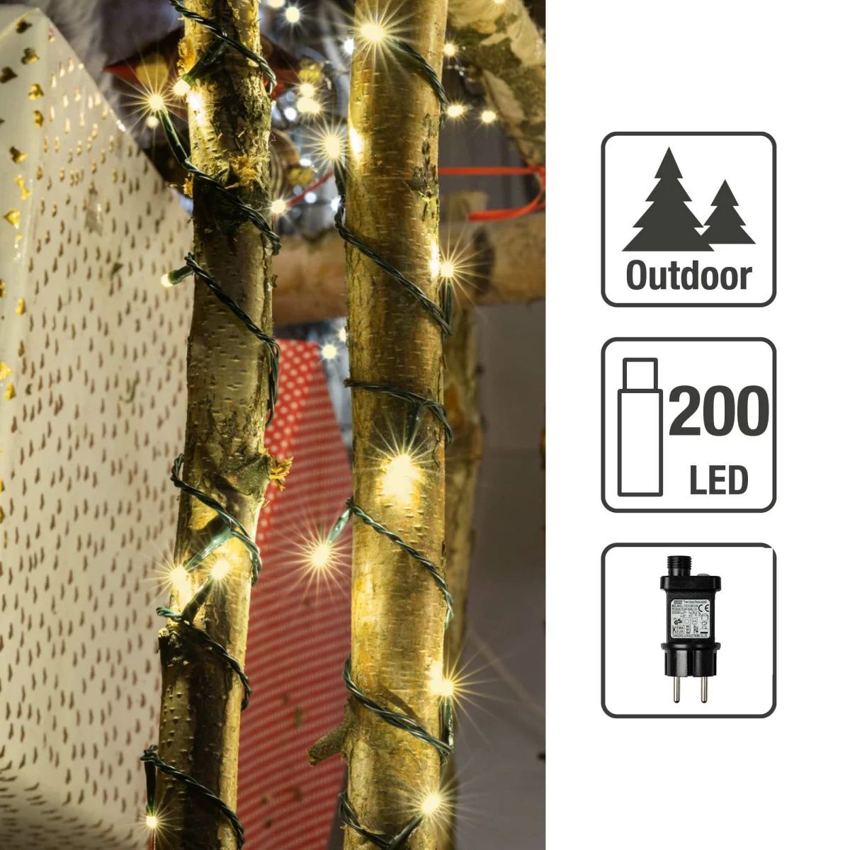 LED-Lichterkette ws 200LP IP44 1,99m 4,5W m.LM