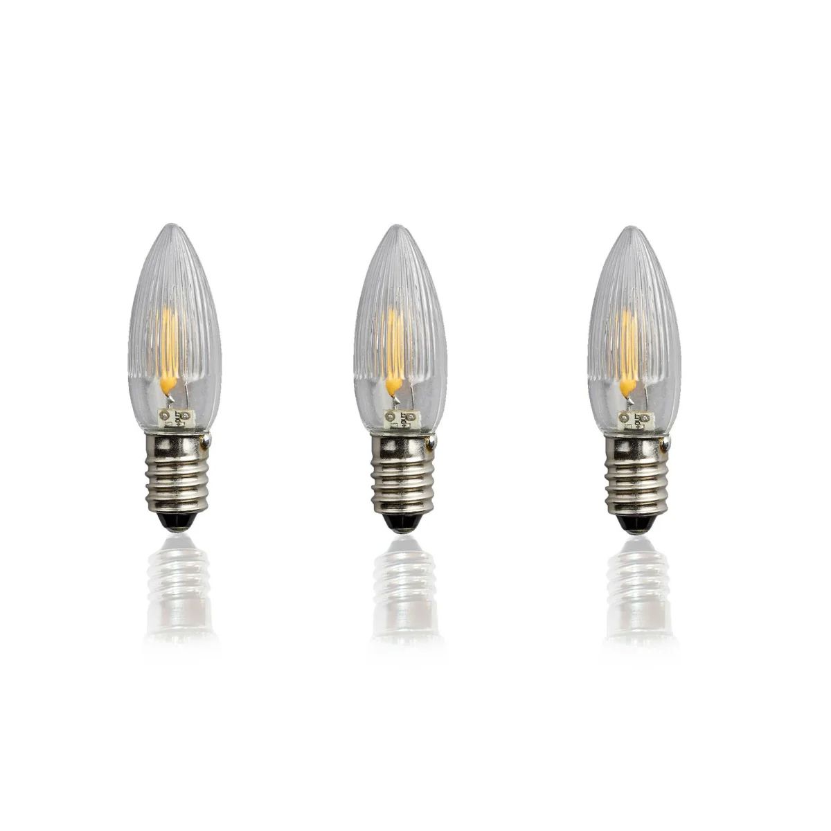 LED-Kerzenlampe FM E10 0,3W 3000K 17lm kl DC Filamentlampe ws Ø14x45mm 8V