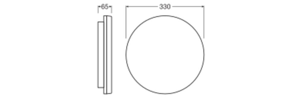 LED-Anbauleuchte 12-19W 3000-4000K ws 2660lm EVG IP54 BWM Ø330x65mm