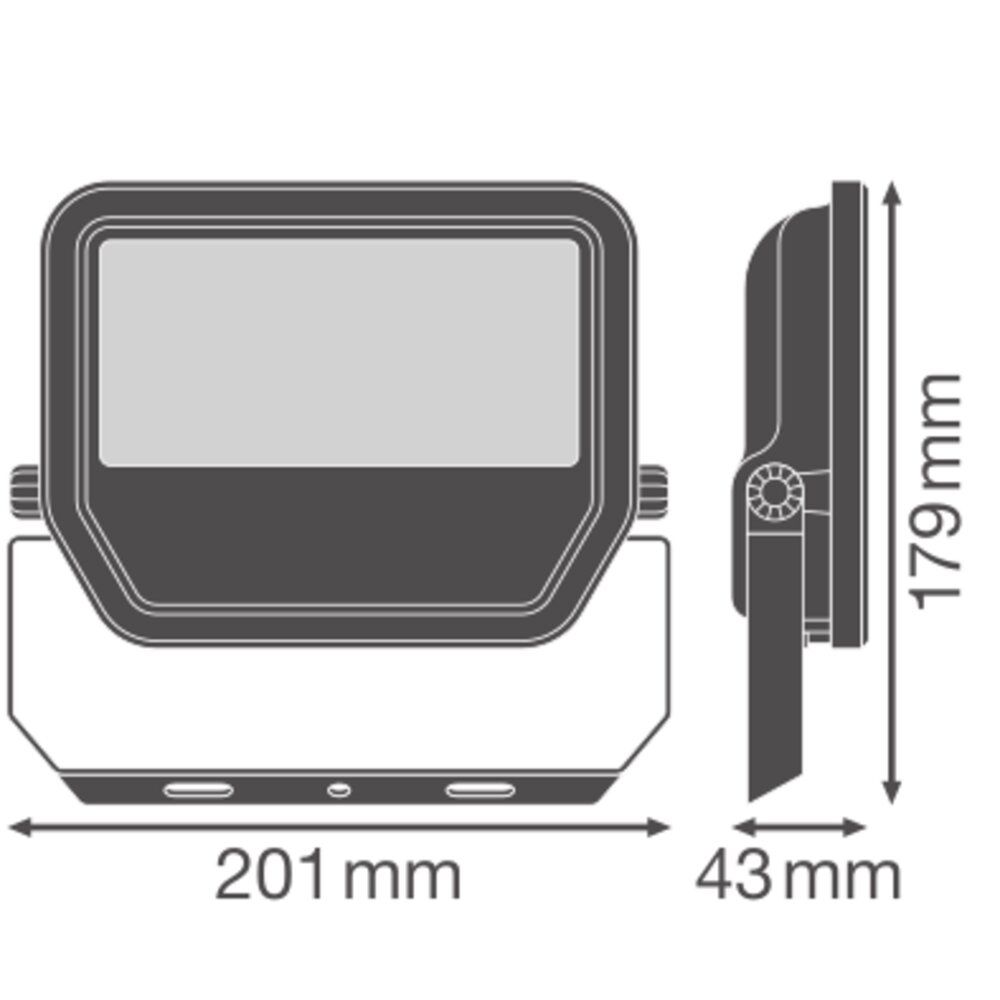 LED-Anbaustrahler 41W 4000K 6000lm Konv sw mt 1LED Alu IP66 RF:matt 201x43x179mm
