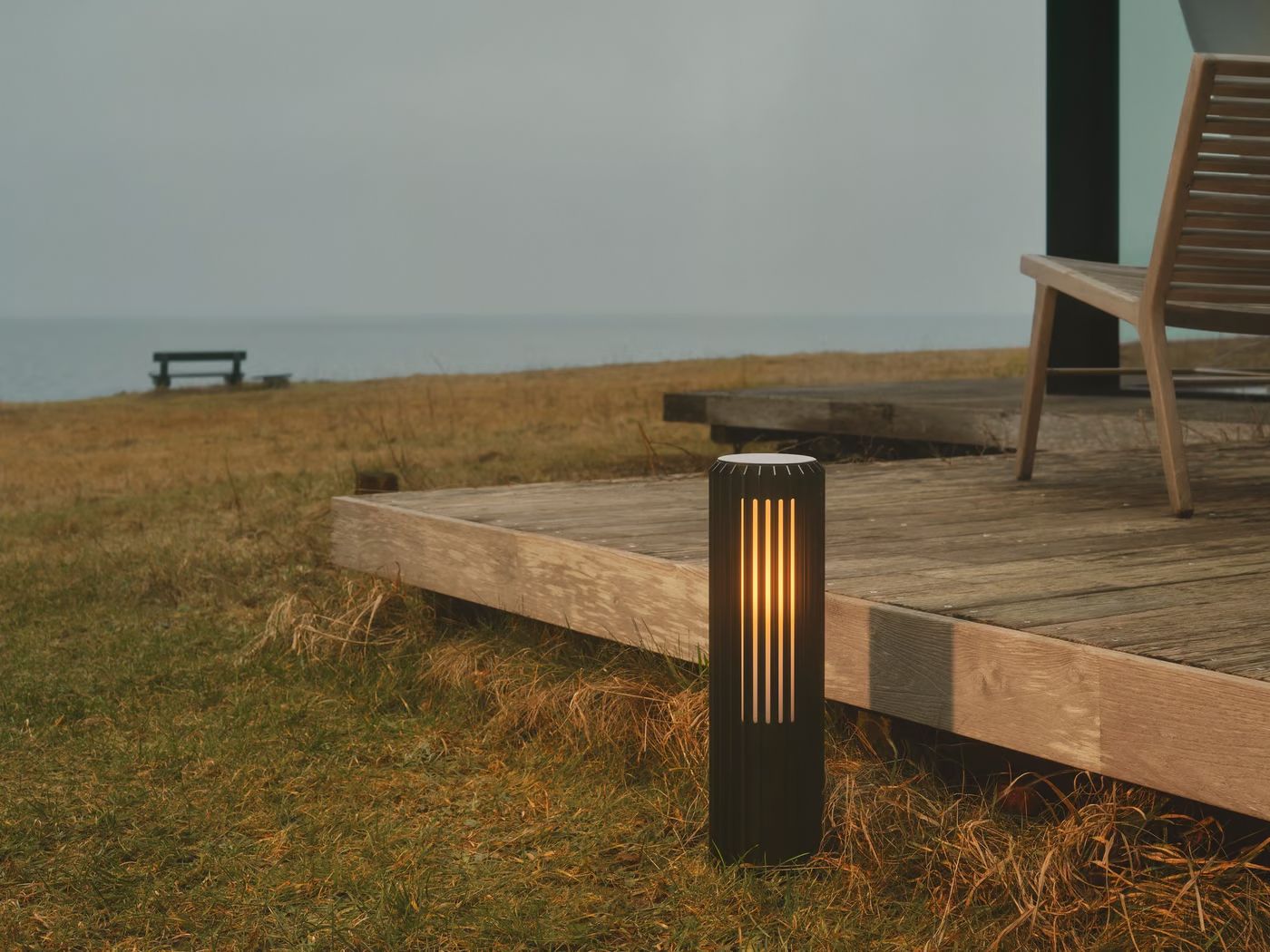 LED-Pollerleuchte 15W Aludra IP44 sw Alu 1LED E27 Kst_opal