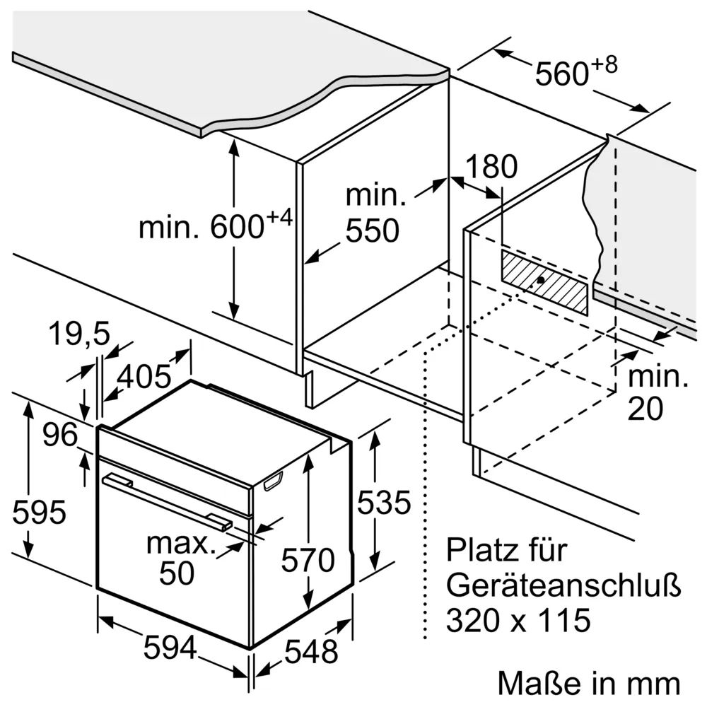 Herd-Set Glasker edst A+ Um/Heißluft HEA513BS3+NKN64RGA2E+HEZ538000 Klapptür