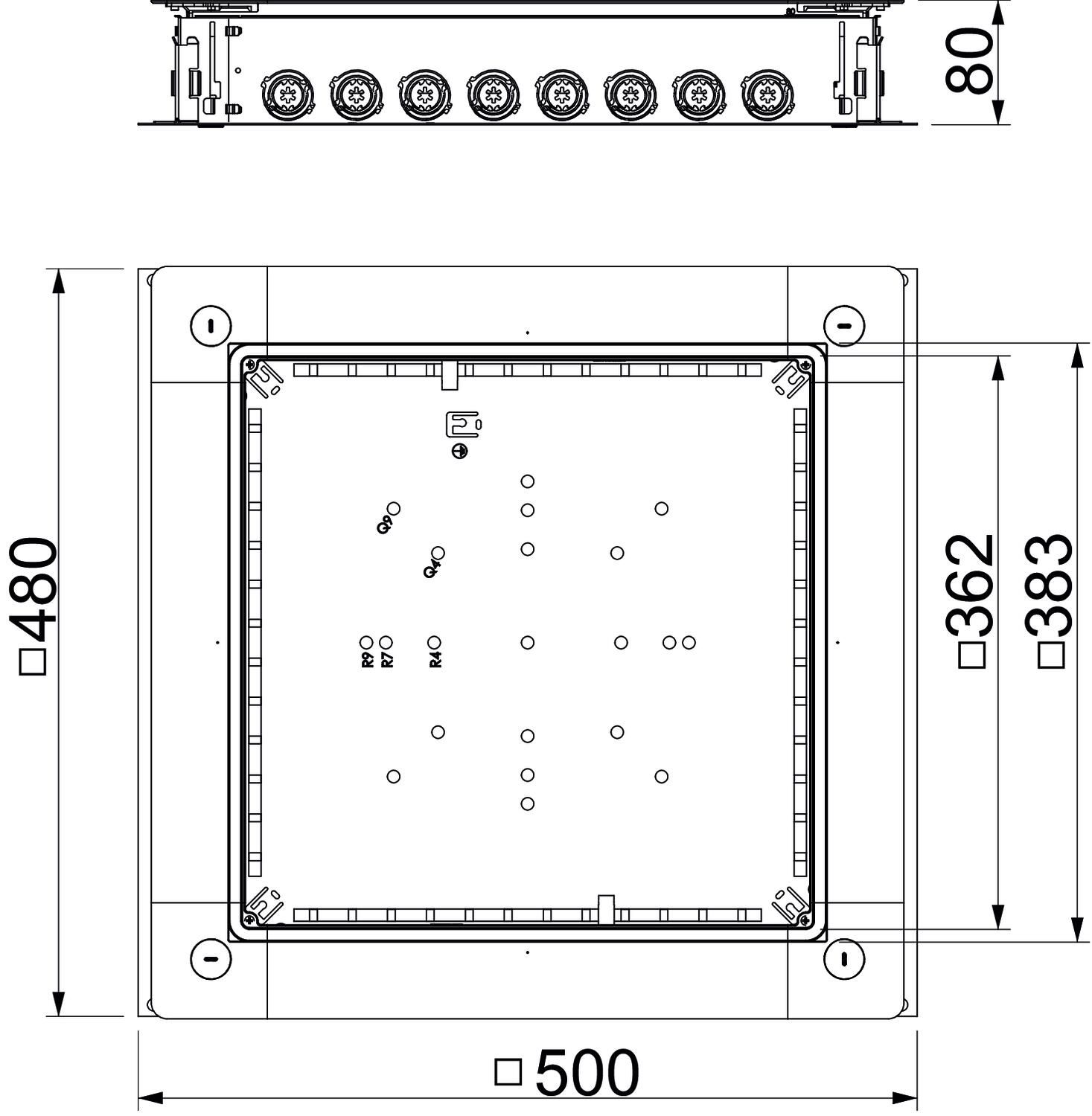 Zug-/Abzweigdose 350mm 28-58x190-350mm 80-160mm