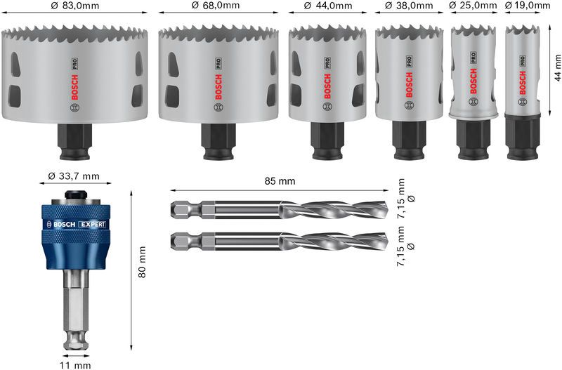Werkzeugset 9tlg Box 6xLochsäge KstBox