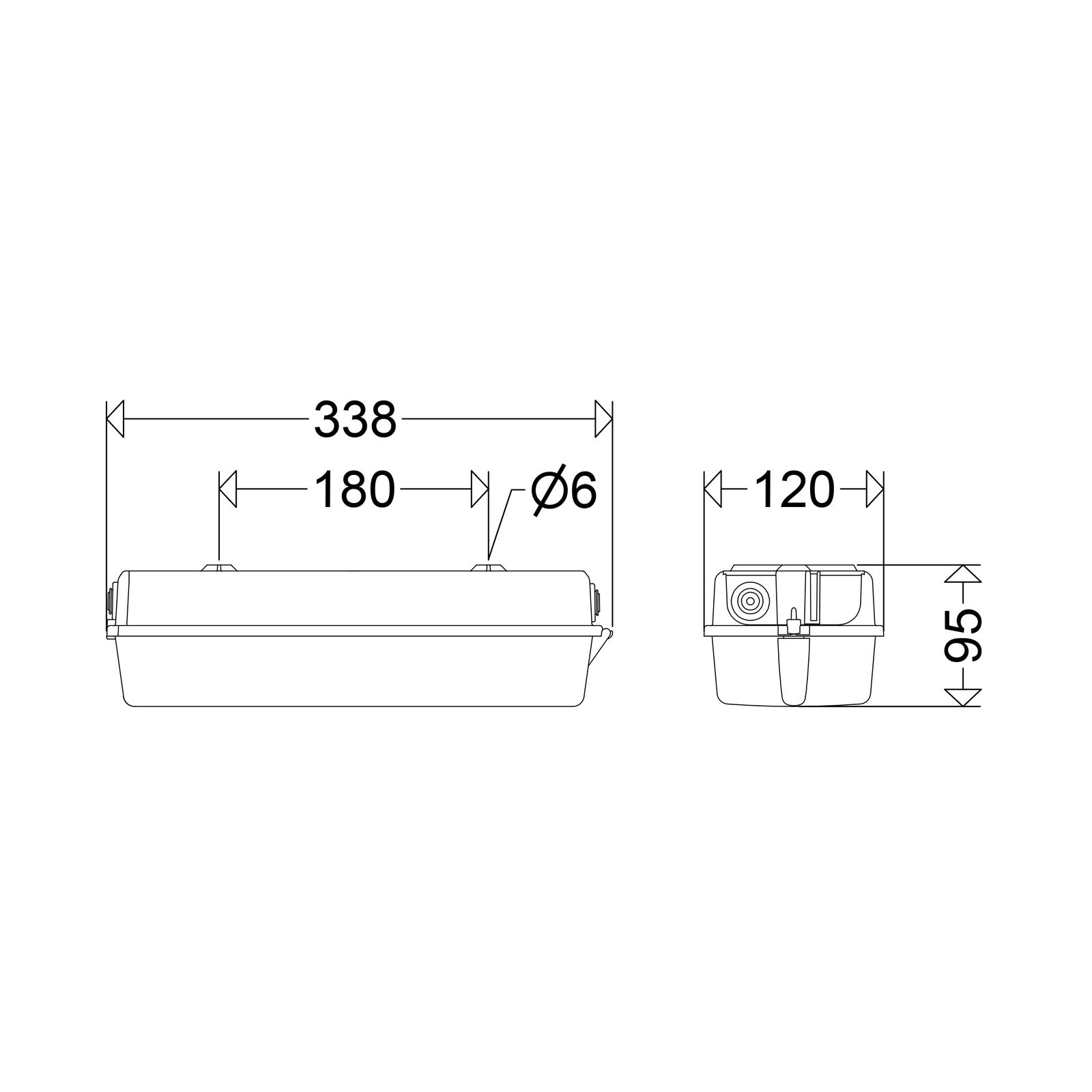 LED-Feuchtraumleuchte 5W 4000K 650lm ws Konv IP65 338x120x95mm